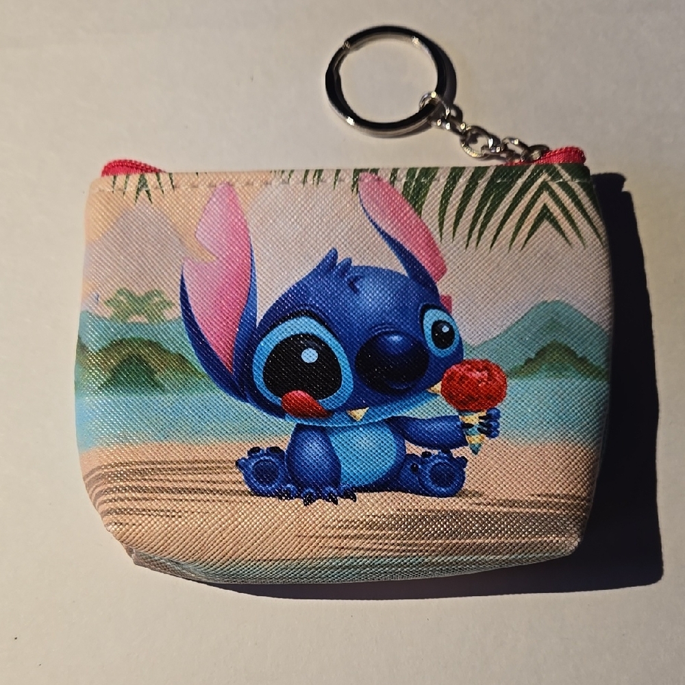 Stitch Coin Purse with Keychain L-4.5"XH-3.5"
